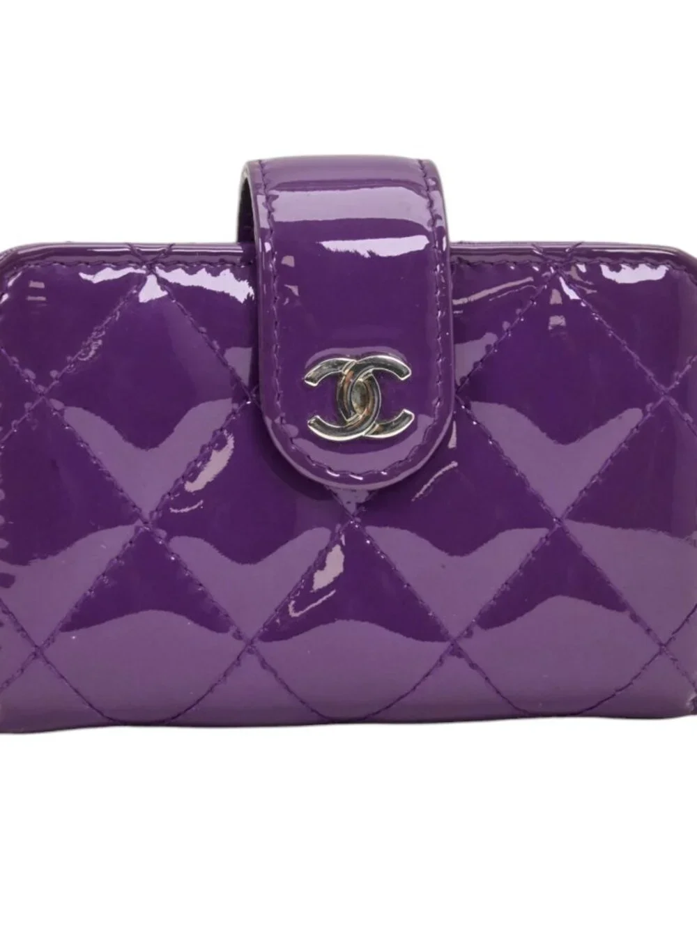 Chanel Purple Patent Quilted Accordion Card Holder